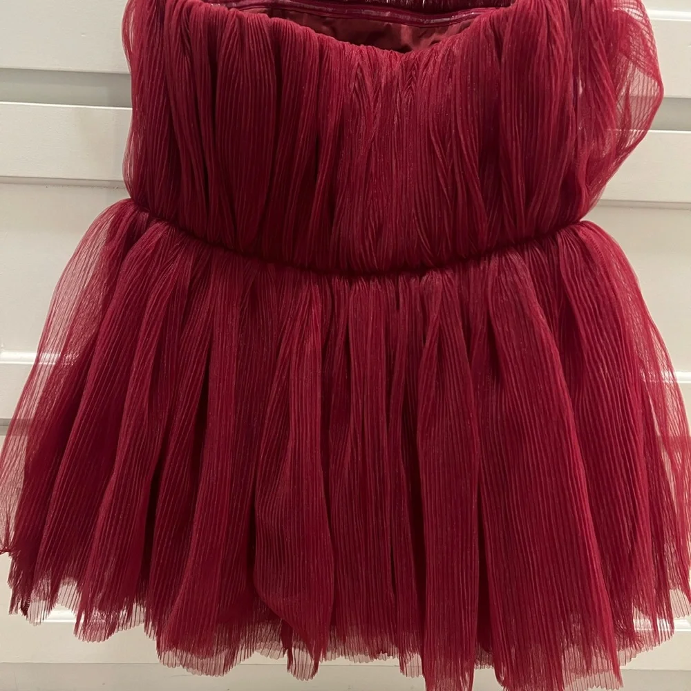 Zara Deep red wine womens strapless top. Would pair beautifully with any bottom. - Picture 2 of 5